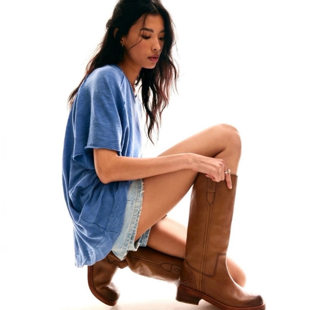 JEFFREY CAMPBELL Reflect-Hi Frye Campus Camel Brown Knee-High Leather Boots 8